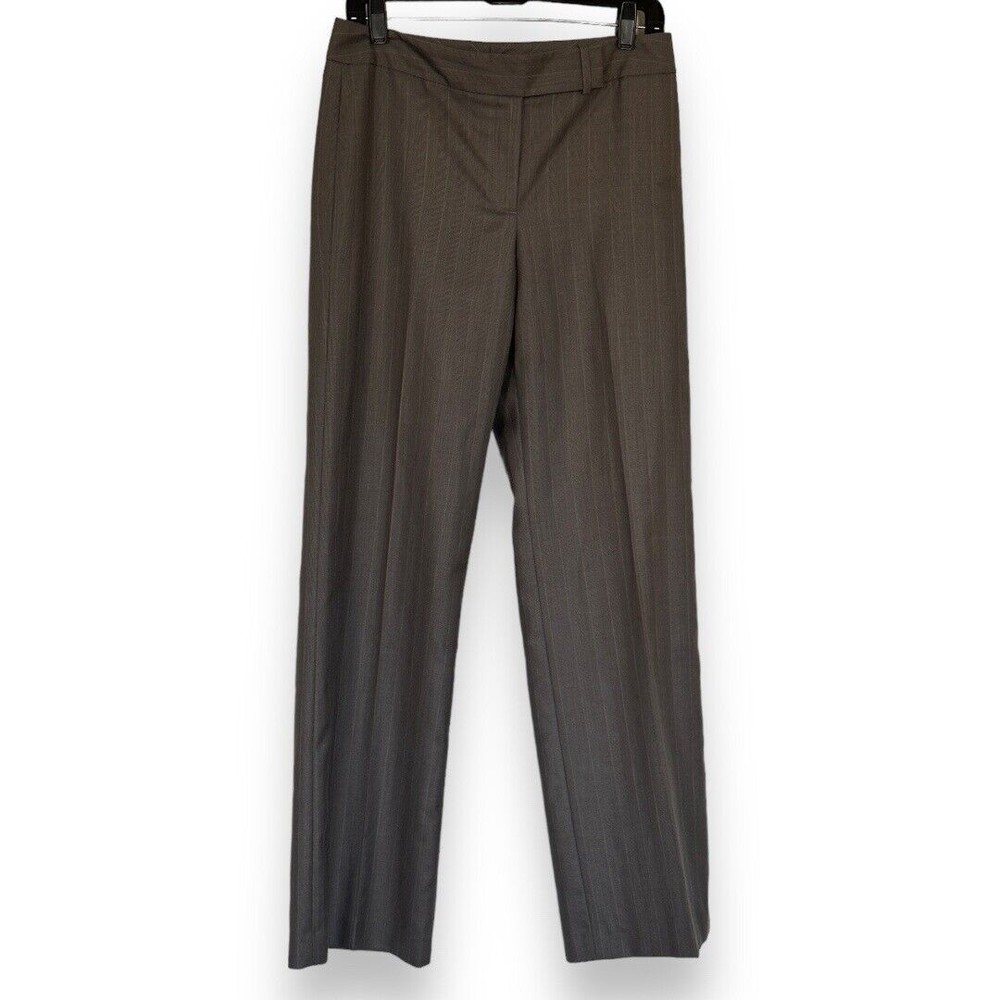 Ann Taylor Gray Pinstripe Dress Pants Lined Straight Leg Signature Fit Sz 4